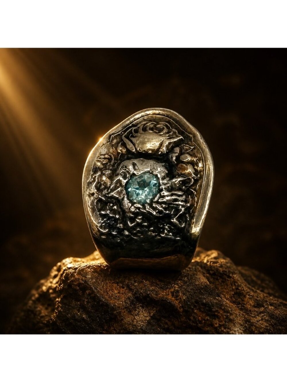 Oneida Reliance Plate Spoon Ring | Aquamarine Stone | Size 8 | Alma Antigua - Picture 8 of 15